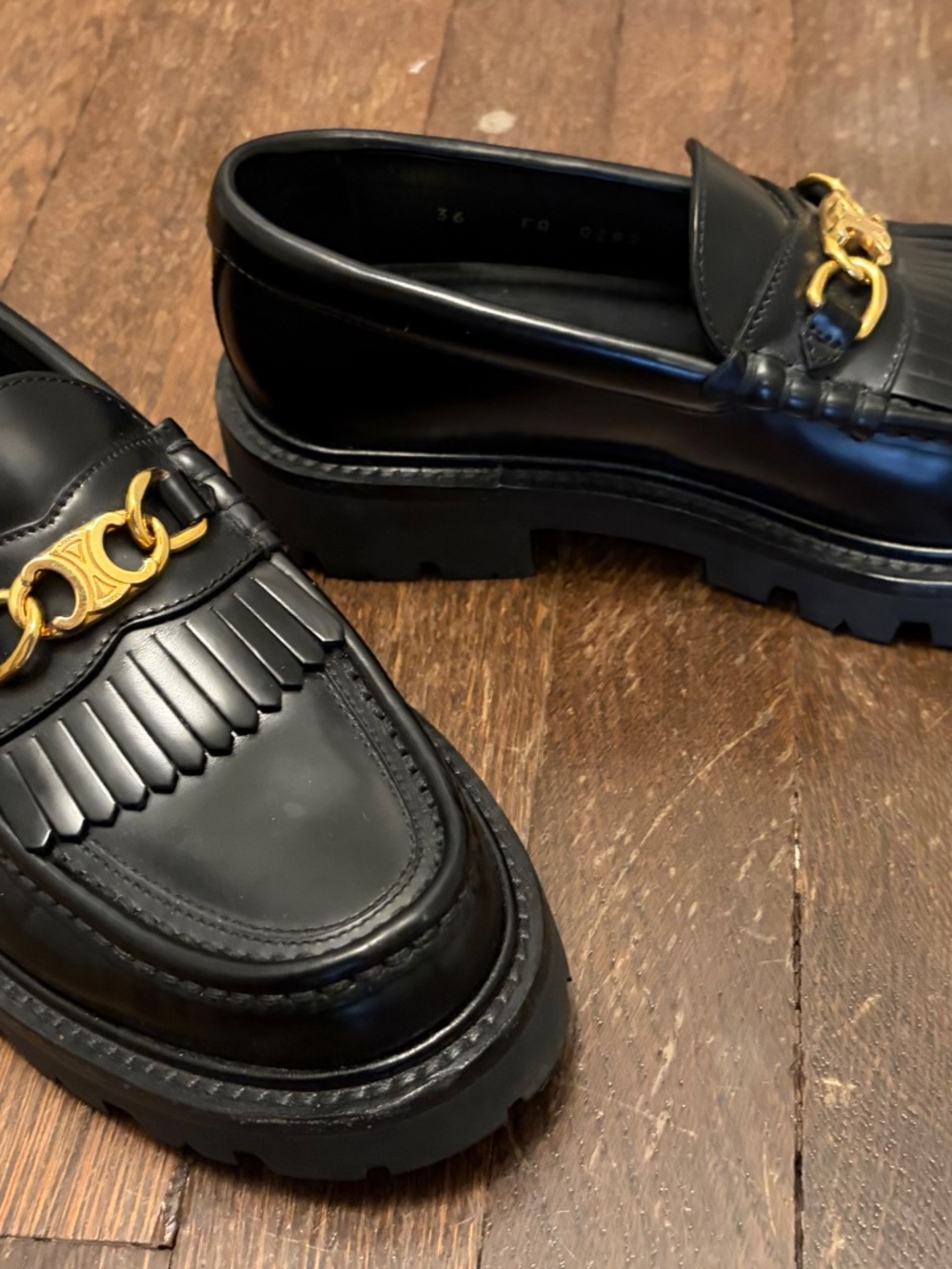 Celine Margaret Chunky Loafers with fringe and Triomphe chain size 6 / IT 36 - Picture 5 of 11